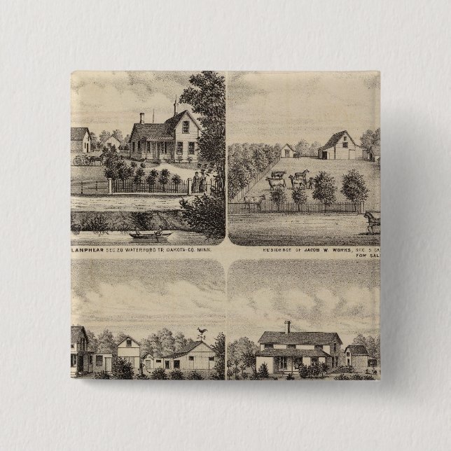 Residences, Minnesota 2 Inch Square Button (Front)
