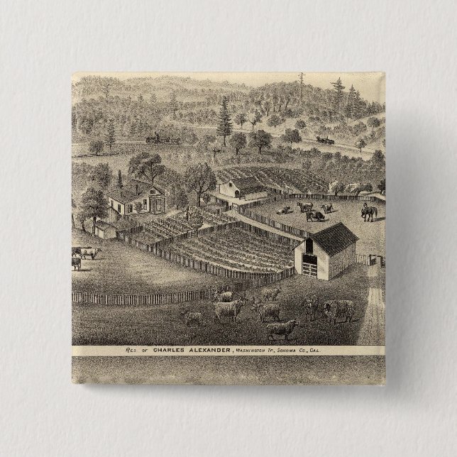 Residences of Charles Alexander 2 Inch Square Button (Front)