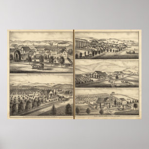 Residences of CP Hatch, Wm Sexton, JM Freeman Poster