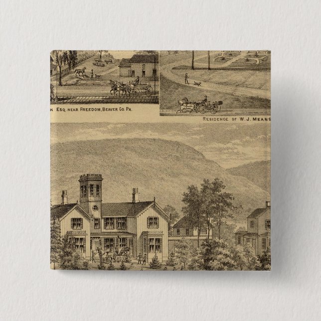 Residences of HJ Murdoch 2 Inch Square Button (Front)