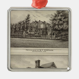 Residences of JR Fisher and MP Simpson, Kansas Metal Ornament
