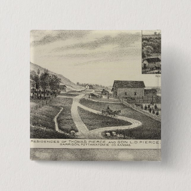 Residences of Pierce and Cooper, Kansas 2 Inch Square Button (Front)