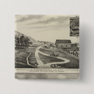 Residences of Pierce and Cooper, Kansas 2 Inch Square Button