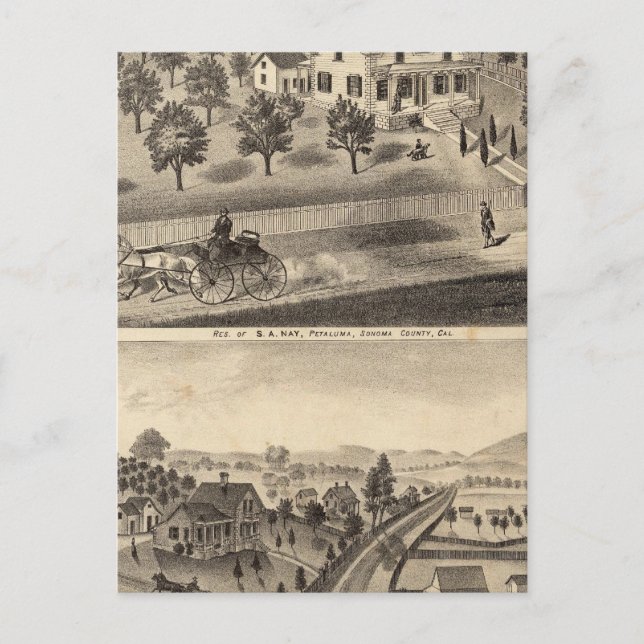 Residences of SA Nay and DM Winans Postcard (Front)