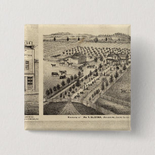 Residences of Wm N Gladden and Mrs Ina B Miller 2 Inch Square Button