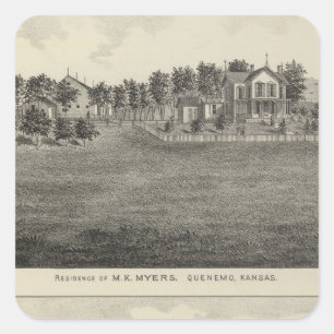 Residences, Quenemo and Lyndon Region, Kansas Square Sticker