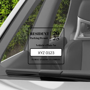 Resident Employee Parking Permit Vehicle Door Window Cling