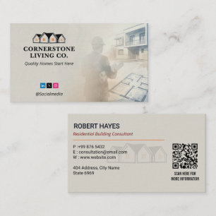 Residential Construction   Gray Skecth Business Card