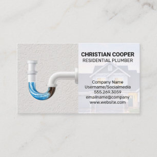 Residential Plumber Clogged Pipes Business Card