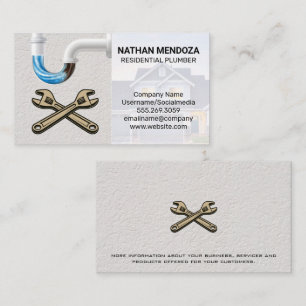 Residential Plumber Clogged Pipes Wrenches Business Card