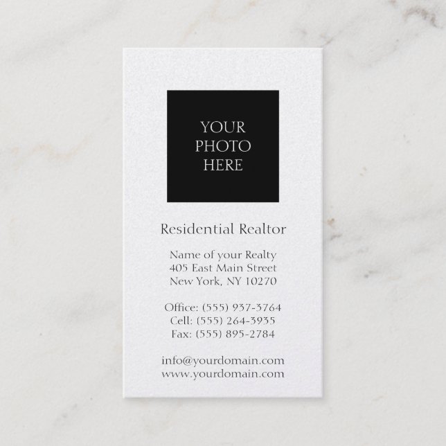 Residential Realtor Head Shot Gold Paper Business Card (Front)