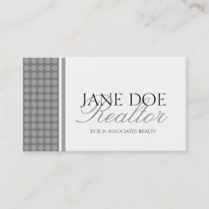 Residential Realtor Silver Script Dot/White Paper Business Card