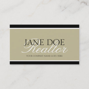 Residential Realtor Tan/White Script/Black Borders Business Card