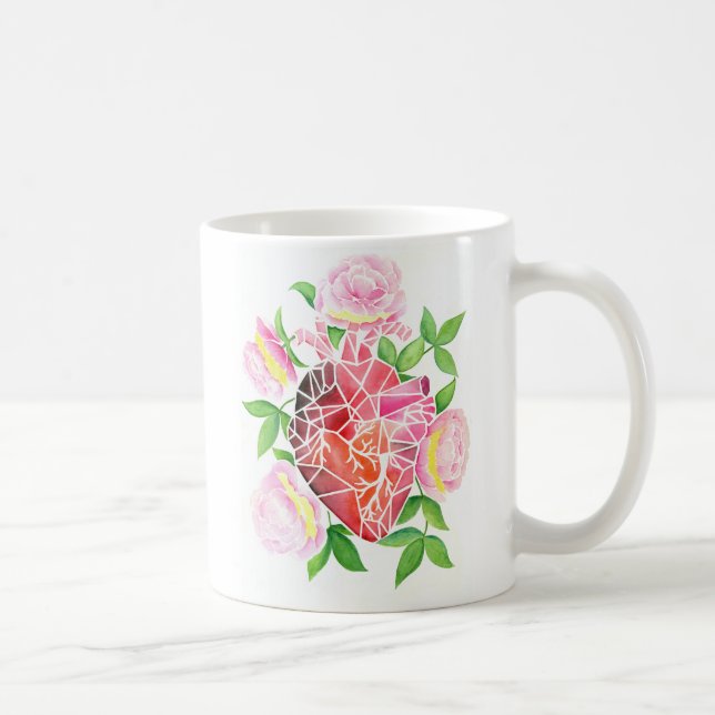 Résilience & Fleur - Mosaïque Coeur Café Mug (Droite)
