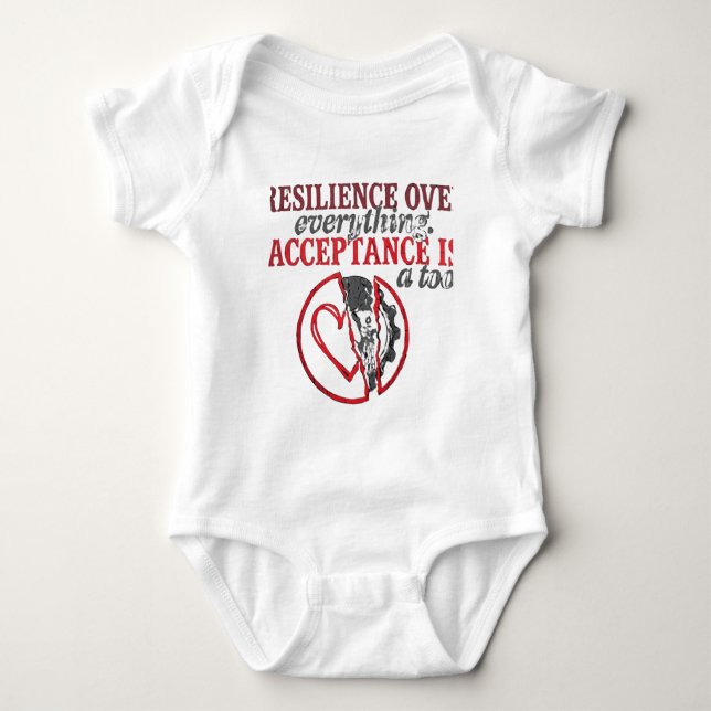 Resilience Over Everything | Acceptance Is Tool Baby Bodysuit (Front)