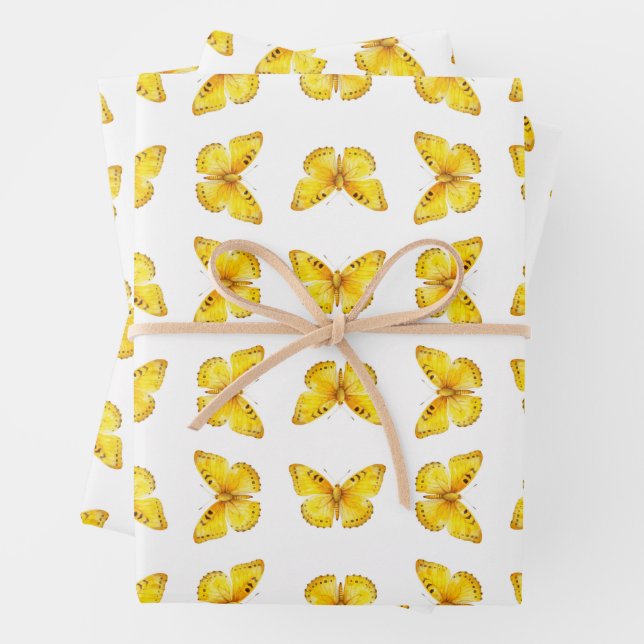 Resilient AF Yellow Butterfly Gift Wrap (In situ)