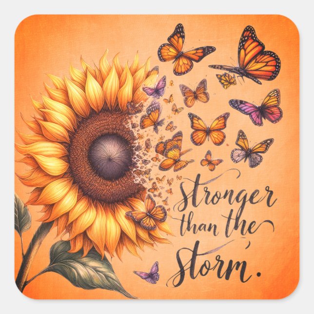 Resilient Bloom Square Sticker (Front)
