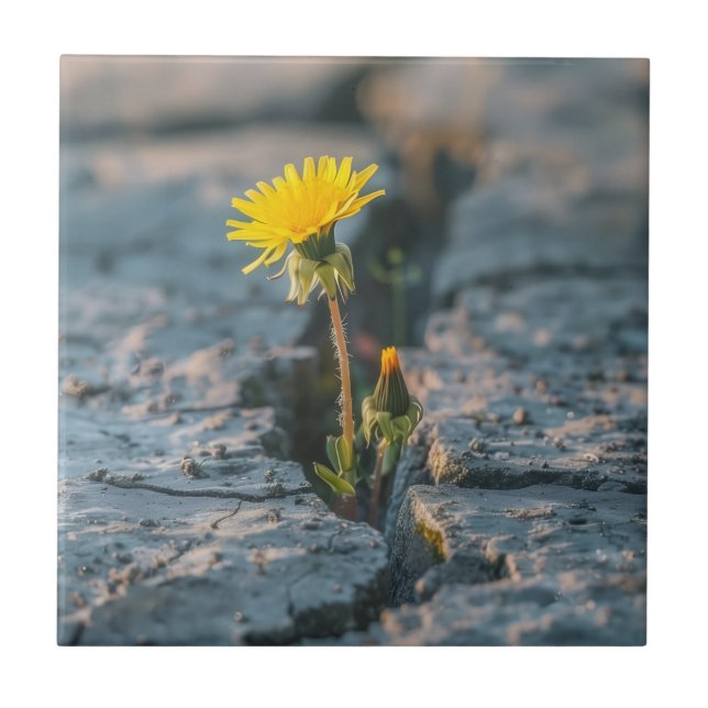 Resilient Dandelion Ceramic Tile (Front)