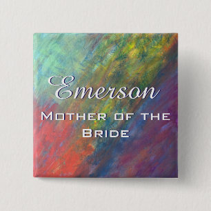 Resilient ROYGBIV Abstract Rainbow Bridal Party 2 Inch Square Button