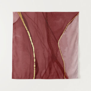 Resin art, dark red marsala abstract background. E Tapestry
