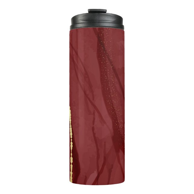 Resin art, dark red marsala abstract background. E Thermal Tumbler (Front)
