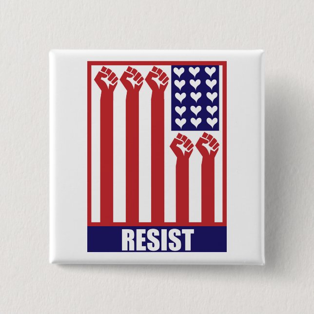 Resist 2 Inch Square Button (Front)