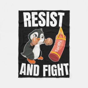 Resist And Fight Penguin Boxing Tariff Penguins Ac Fleece Blanket