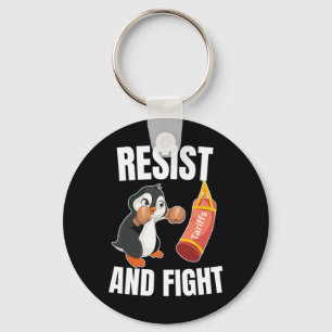 Resist And Fight Penguin Boxing Tariff Penguins Ac Keychain