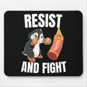 Resist And Fight Penguin Boxing Tariff Penguins Ac Mouse Pad