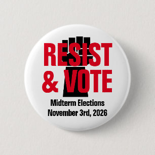 Resist And Vote - Anti Trump Doge Black Fist 2 Inch Round Button