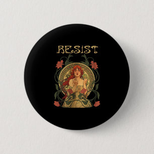 Resist Art Nouveau Mucha Anti-trump Women Feminist 2 Inch Round Button