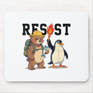Resist Bear And Penguins Anti Trump Mouse Pad