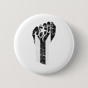 Resist Black Puerto Rico Flag Resiste Fist Puño 2 Inch Round Button