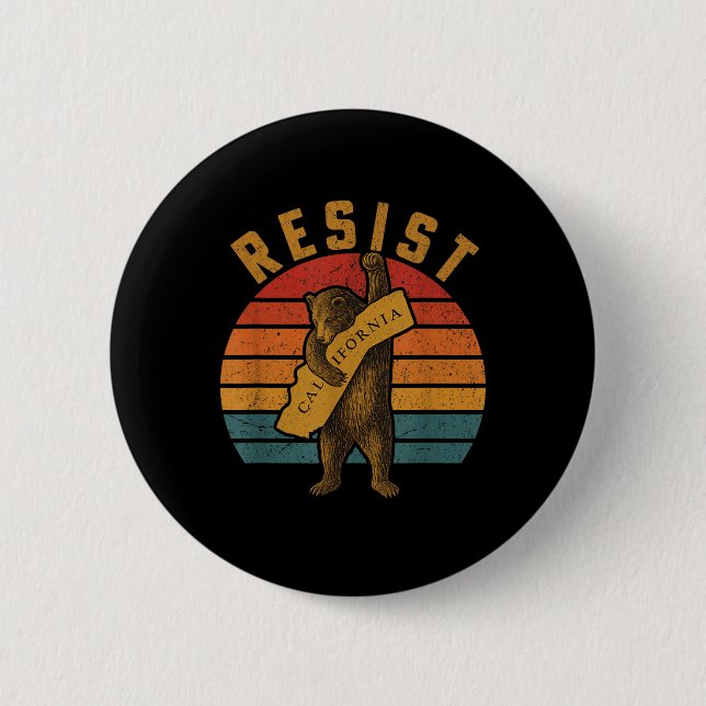 Resist California Bear  2 Inch Round Button (Front)