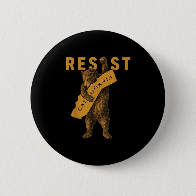 Resist California Bear  2 Inch Round Button (Front)