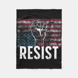 Resist Distressed Upside Down American Flag Usa Fleece Blanket