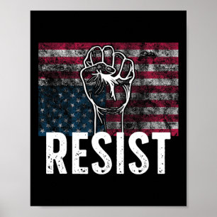 Resist Distressed Upside Down American Flag Usa  Poster