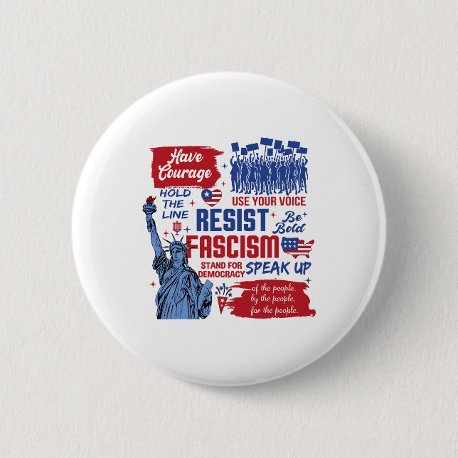 Resist Fascism 2  Inch Round Button (Front)