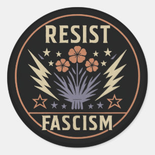 RESIST FASCISM CLASSIC ROUND STICKER