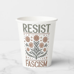 Resist Fascism Floral Transgender LGBTQ Anti-Trump Paper Cups