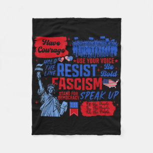 Resist Fascism Liberal Activist Statue Of Liberty  Fleece Blanket
