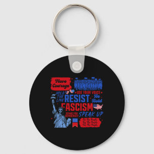 Resist Fascism Liberal Activist Statue Of Liberty Keychain