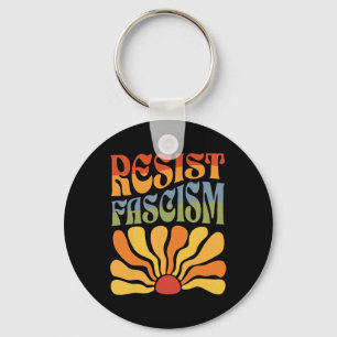 Resist Fascism Retro Boho Feminist Pro Choice Huma Keychain