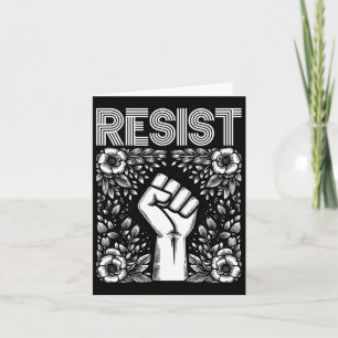 Resist Fist Boho Flower Anti Trump Protest Activis Card
