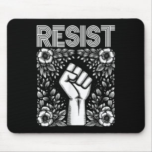 Resist Fist Boho Flower Anti Trump Protest Activis Mouse Pad