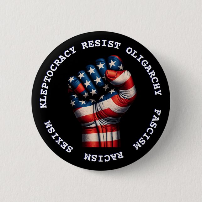 Resist Fist Political Democrat Anti Trump  2 Inch Round Button (Front)