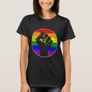 Resist Fist Rainbow Lesbian Gay Lgbt Strength Powe T-Shirt