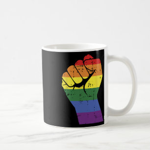 Resist Fist Retro Rainbow Hand Gay Lgbt Pride Supp Coffee Mug