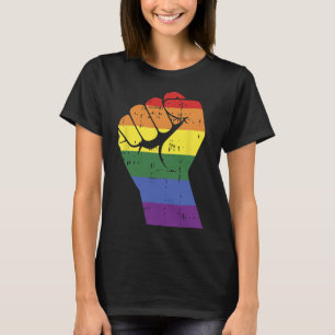 Resist Fist Retro Rainbow Hand Gay Lgbt Pride Supp T-Shirt
