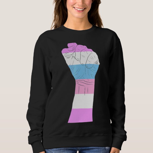 Resist Fist Transgender Flag Trans Lgbt Pride Sweatshirt (Front)